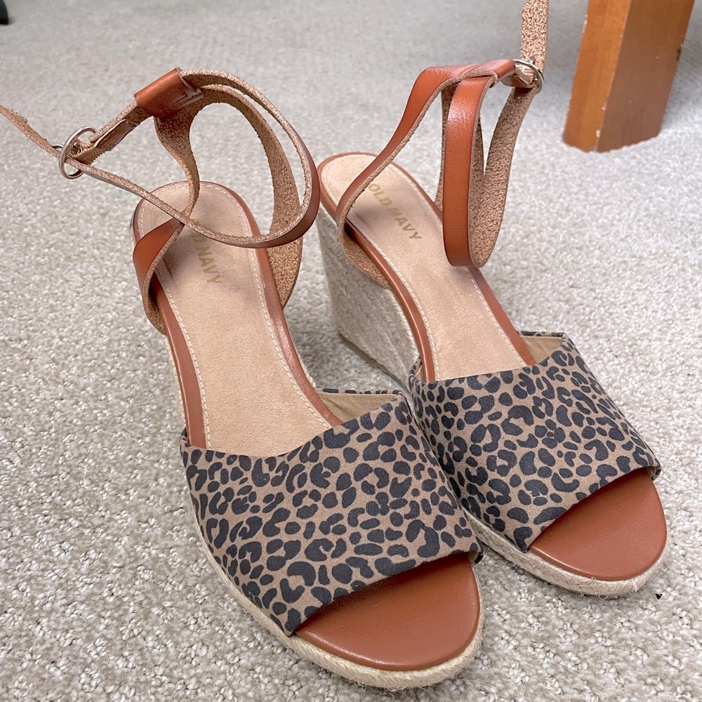 leopard print wedge sandals